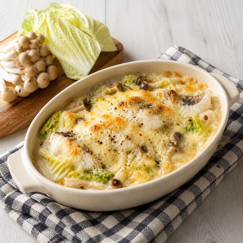 EPAO248で作る「たらと白菜のみそ豆乳グラタン」の完成料理