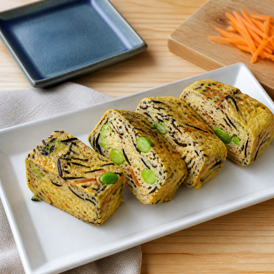 EPAO248で作る「ひじきと枝豆の豆乳卵焼き」の完成料理