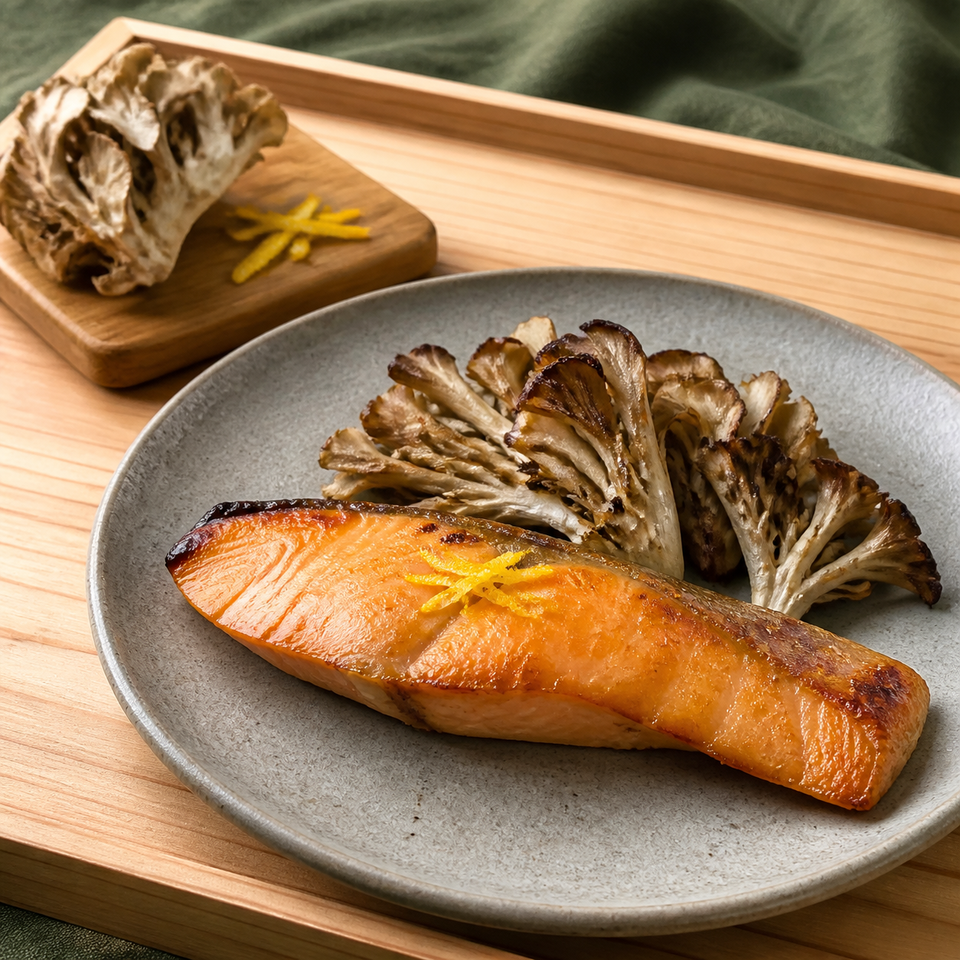 EPAO248で作る「鮭と舞茸の柚庵焼き」の完成料理