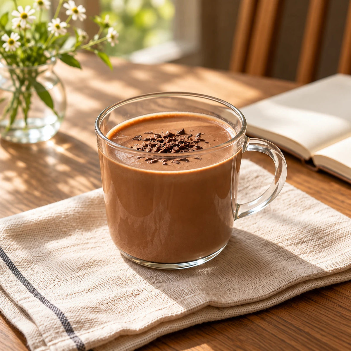 チョコレートコーヒーの完成イメージ。AIによるドリンクのイメージです。